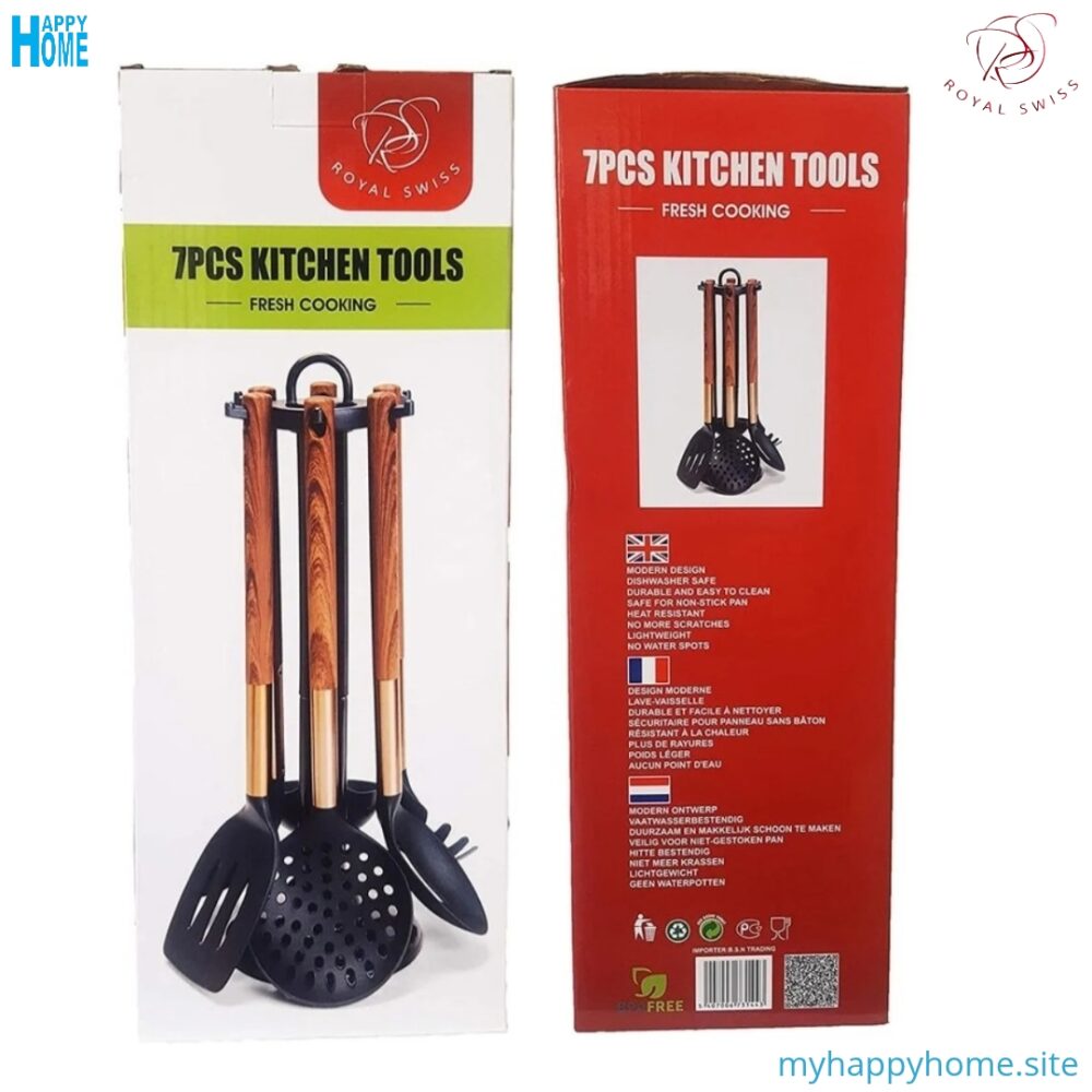 ustensiles de cuisine en silicone ROYAL SWISS - 7 pieces - conforme aux normes européennes