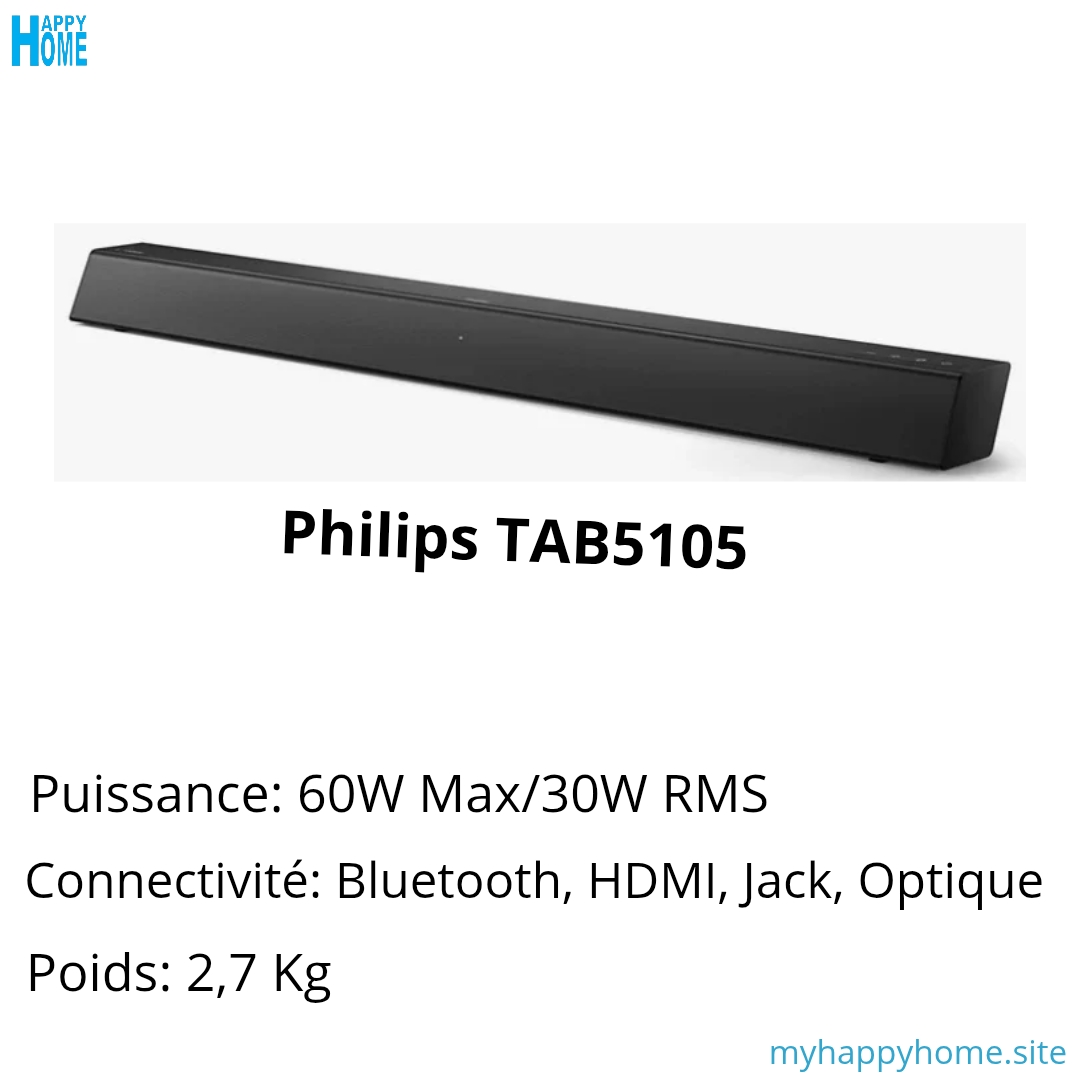 Barre de son sans fil PHILIPS TAB5105/12 - 60 w - conforme aux normes européennes