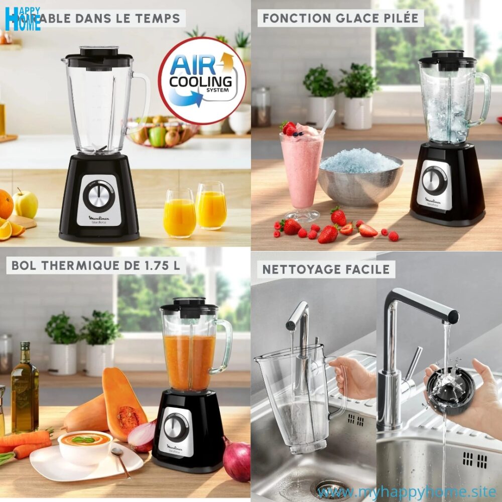 Mlnx LM437825 nr 01 Mixeur Moulinex Blendforce GLass LM437825 - 800 watts - 2 bols - conforme aux normes européennes