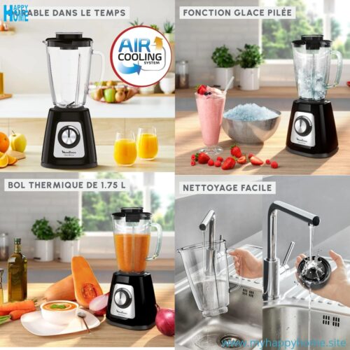 Mlnx LM437825 nr 01 Mixeur Moulinex Blendforce GLass LM437825 - 800 watts - 2 bols - conforme aux normes européennes