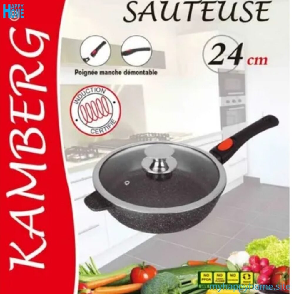 Sauteuse KAMBERG 1.8 Litres - Ø24 cm - manche amovible - conforme aux normes européennes