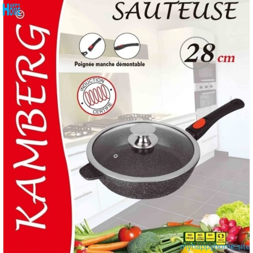 Sauteuse KAMBERG 3.1 Litres - Ø28 cm - manche amovible - conforme aux normes européennes