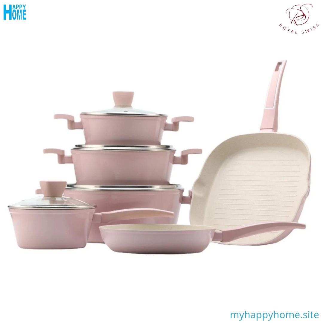 Set casseroles et poêles 10 pièces ROYAL SWISS - en fonte d'aluminium - conforme aux normes européennes