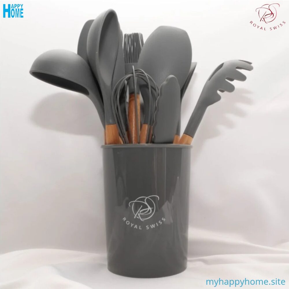 Set ustensiles en silicone ROYAL SWISS - 12 pieces - conforme aux normes européennes