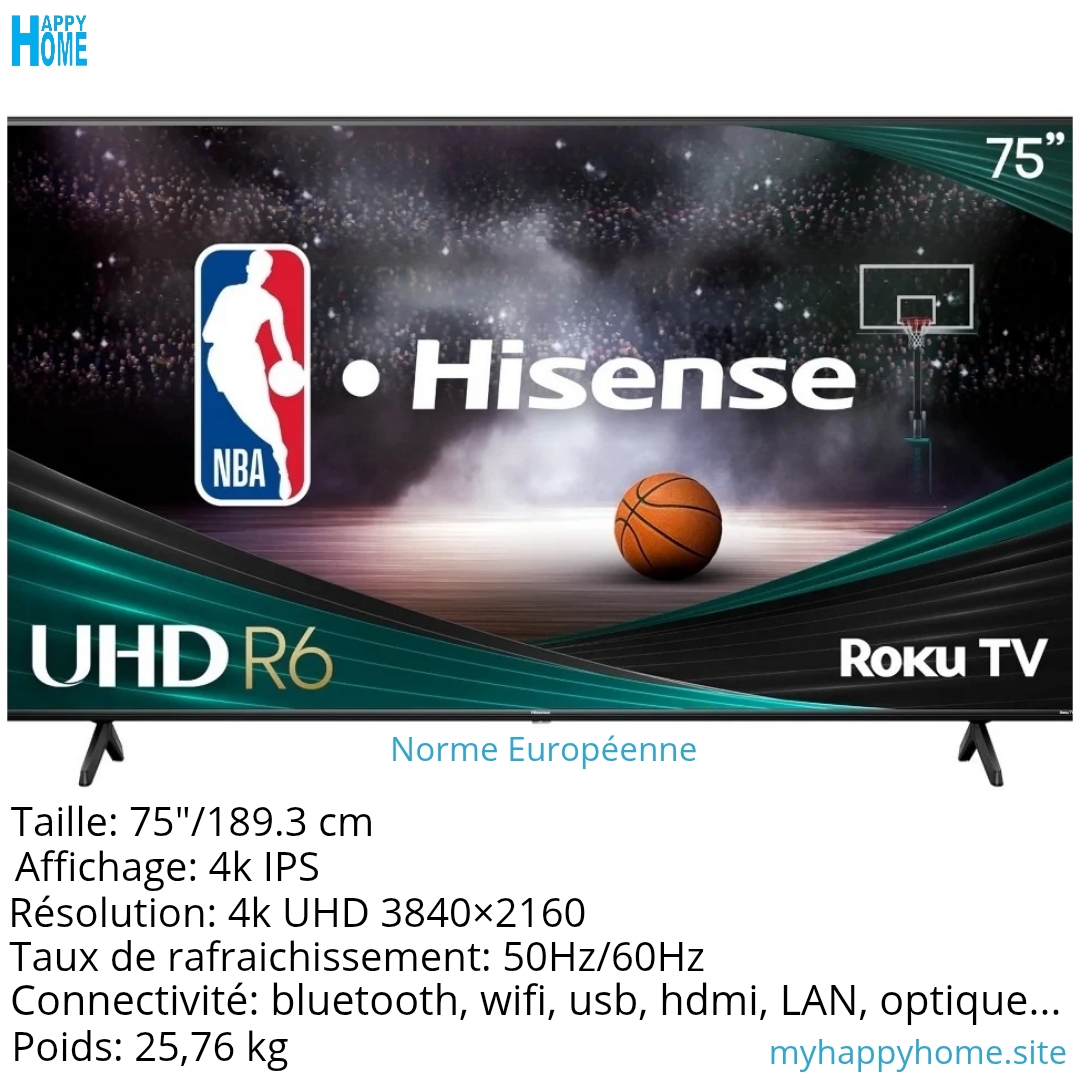 Smart TV HISENSE 75R6E3 d'origine