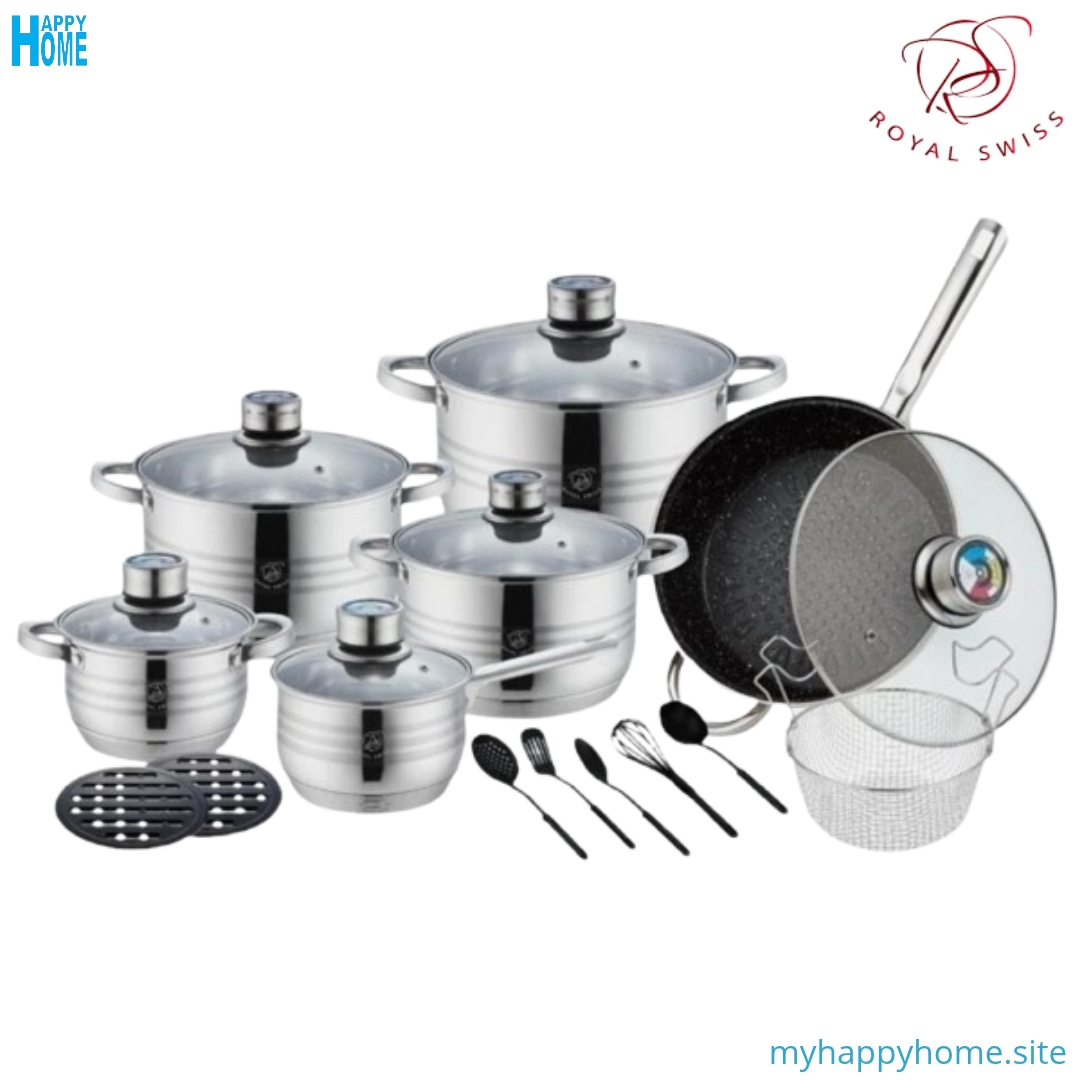 Ensemble de Casserole 20 pièces en inox ROYAL SWISS - conforme aux normes européennes