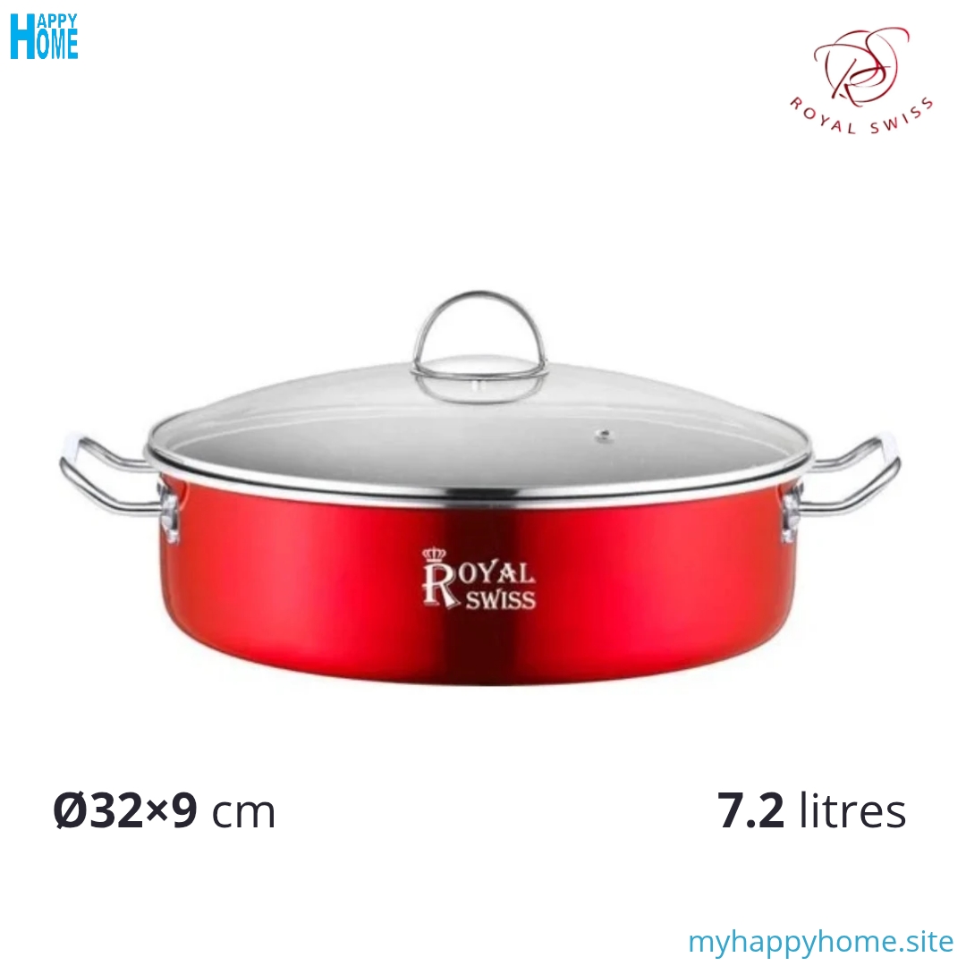 Casserole basse ROYAL SWISS 7.2 Litres - Ø32 cm - conforme aux normes européennes
