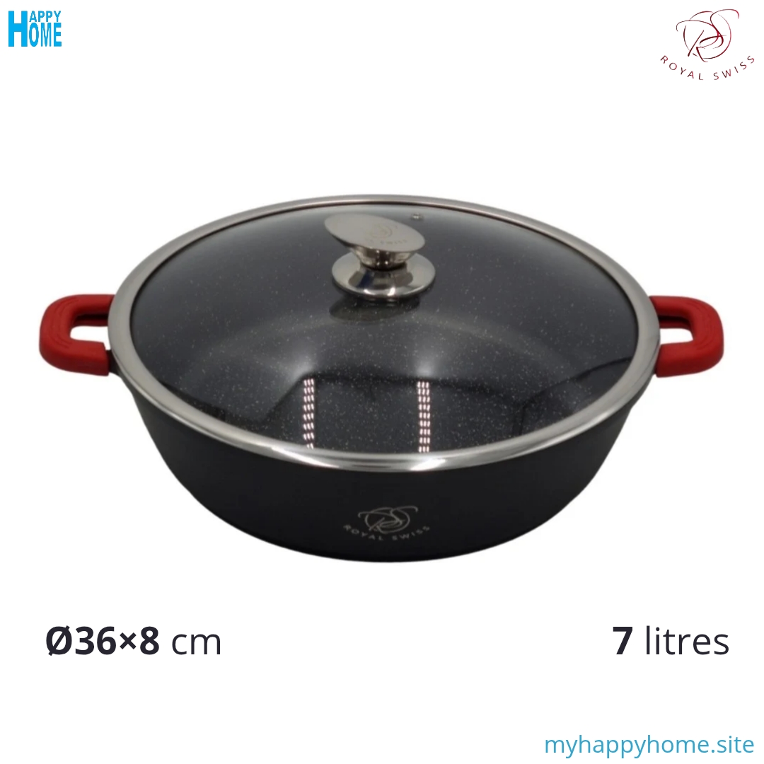 Casserole basse ROYAL SWISS 7 Litres - Ø36 cm -  conforme aux normes européennes