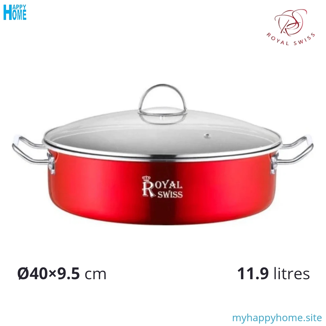 Casserole basse ROYAL SWISS 11.9 Litres - Ø40 cm - conforme aux normes européennes