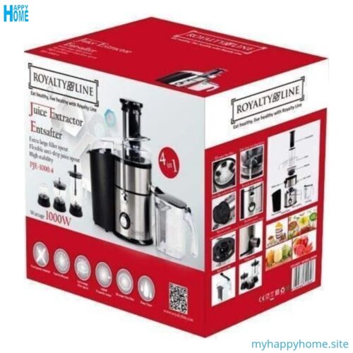 Extracteur de jus de fruits et légumes ROYALTY LINE PJ-19003 - 1000 watts - conforme aux normes européennes