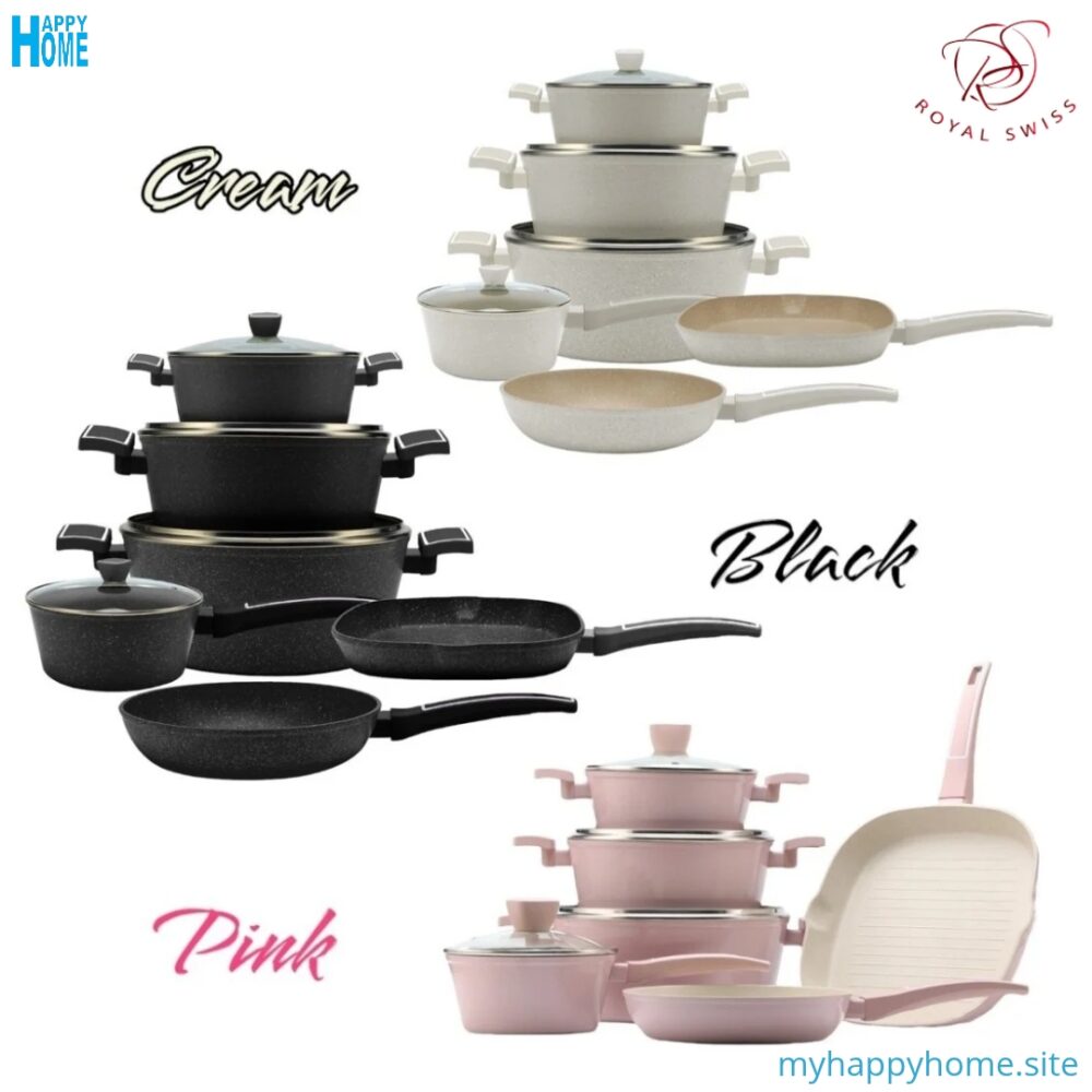 Set casseroles et poêles 10 pièces ROYAL SWISS - en fonte d'aluminium - conforme aux normes européennes