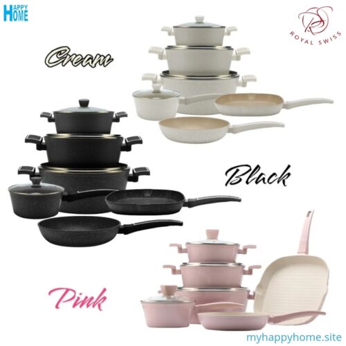 Set casseroles et poêles 10 pièces ROYAL SWISS - en fonte d'aluminium - conforme aux normes européennes