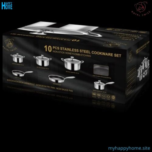 Set casseroles et poêles 10 pièces ROYAL SWISS - en nid d'abeille - conforme aux normes européennes