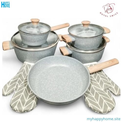 Set casseroles et poêles 11 pièces ROYAL SWISS - en fonte d'aluminium - conforme aux normes européennes