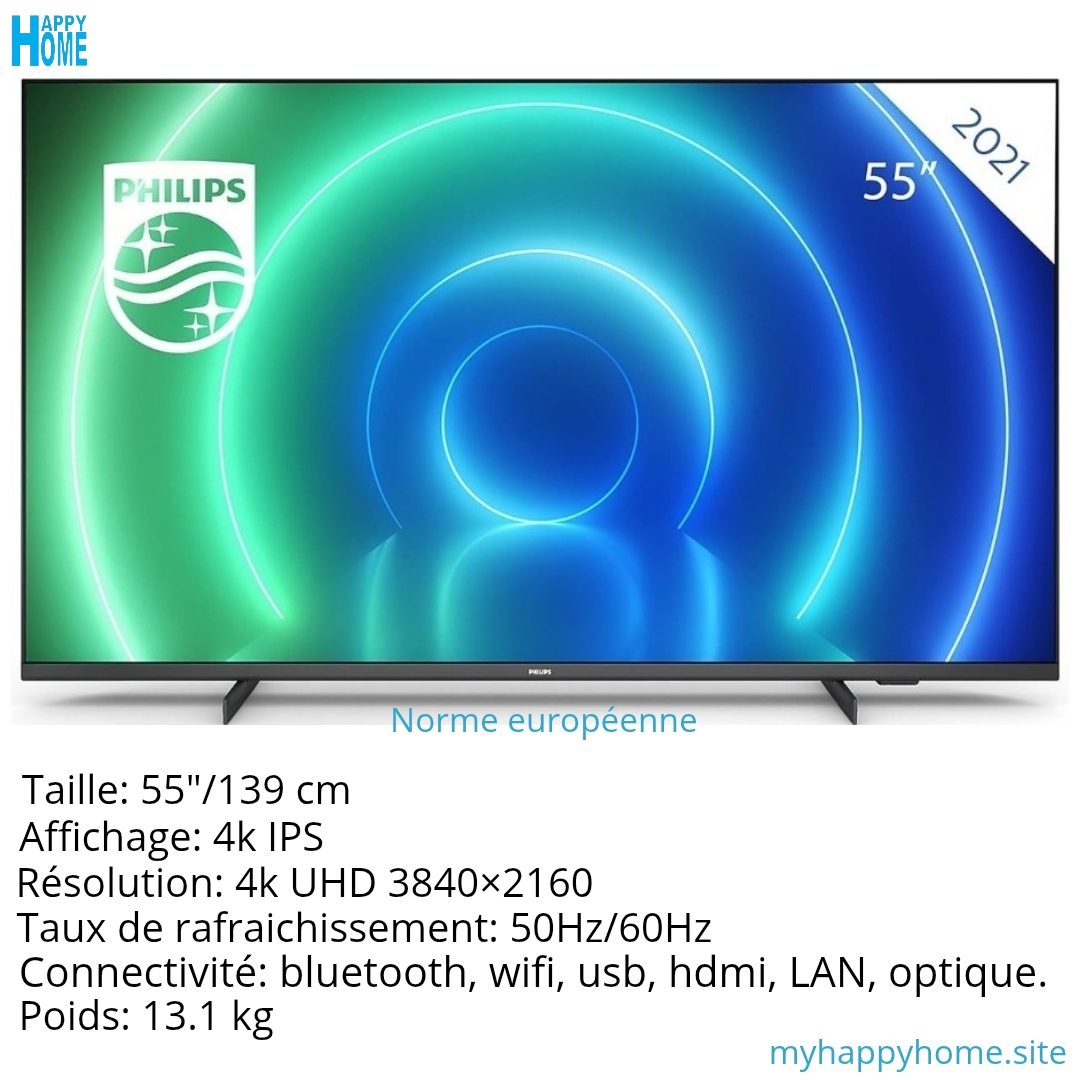 Smart Tv PHILIPS 55PUS7506/12 - 55 pouces - 4K - conforme aux normes européennes