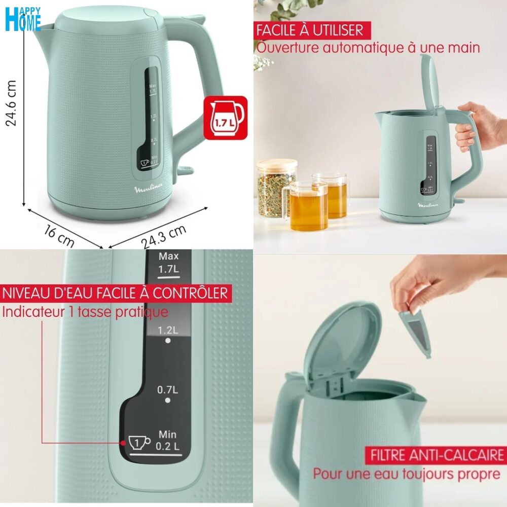 Bouilloire électrique MOULINEX Morning BY2M1310 - 1.7 Litres - conforme aux normes européennes