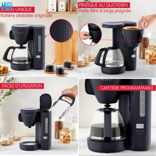 Cafetière MOULINEX Morning FG2M2810 - programmable - 1.25 litres - bleu nuit - conforme aux normes européennes