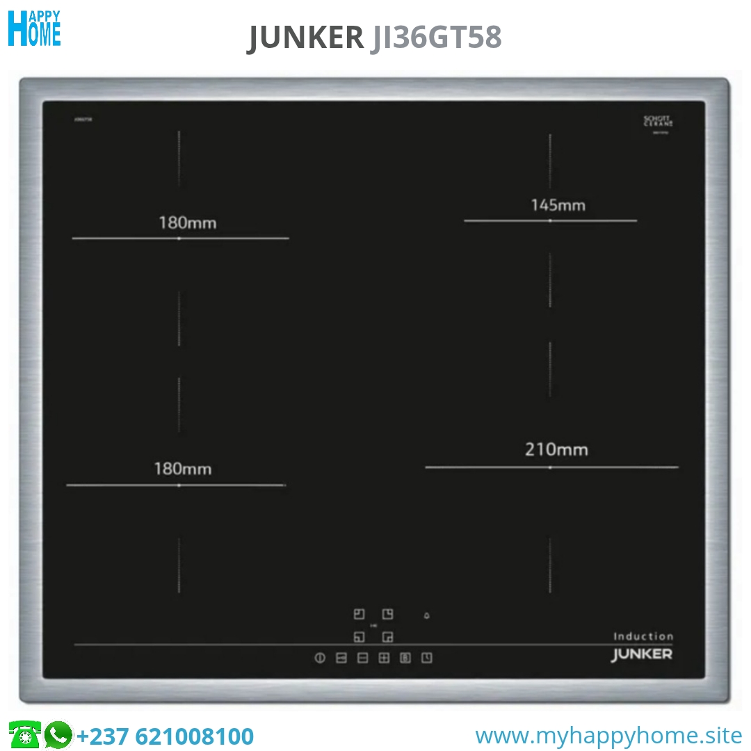 Plq junker JI36GT58 00 Table de cuisson à induction JUNKER JI36GT58 - 60 cm - 4600 w - conforme aux normes européennes