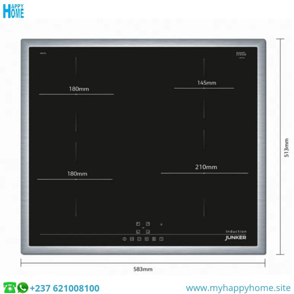 Table de cuisson à induction JUNKER JI36GT58 - 60 cm - 4600 w - conforme aux normes européennes