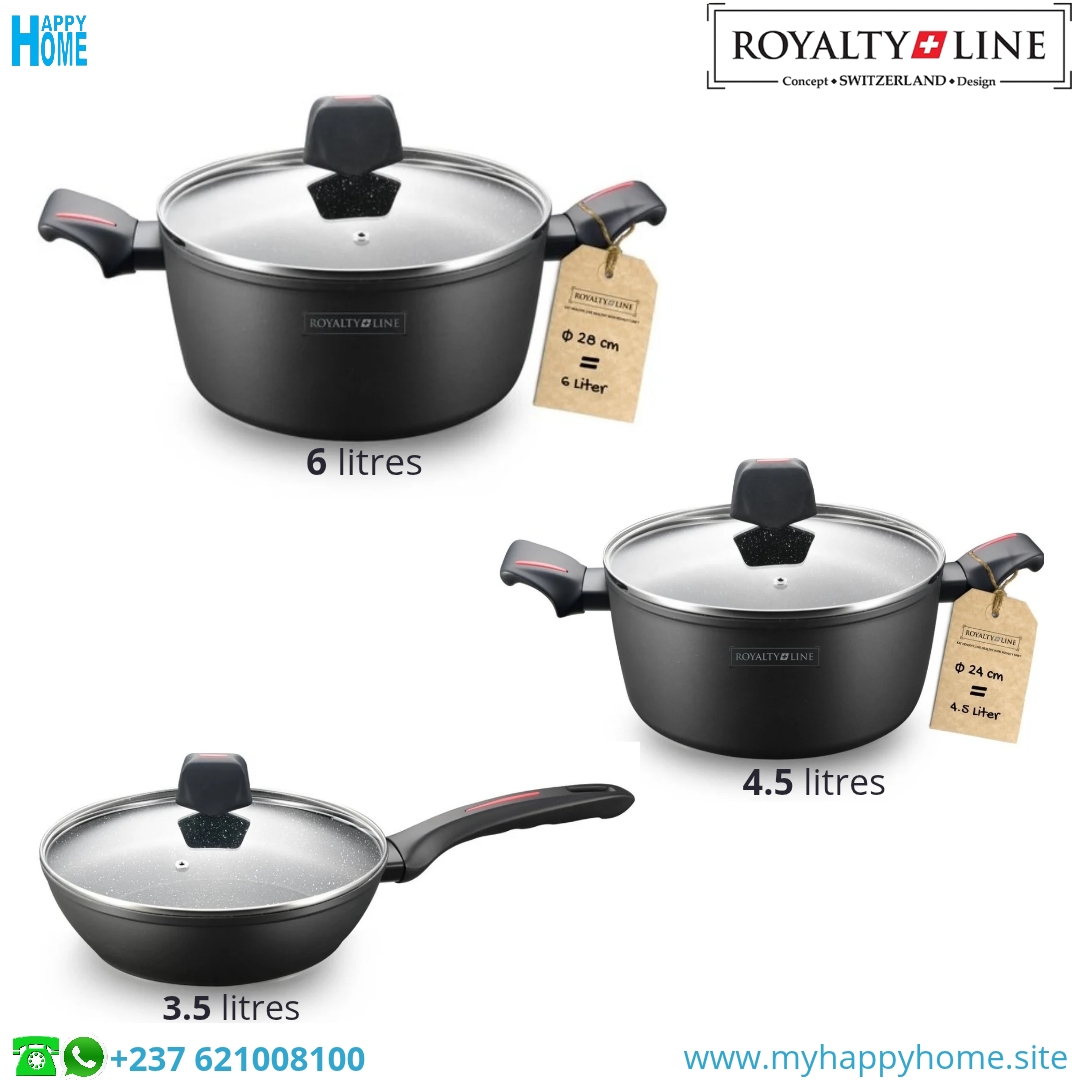 Set 02 Cssrl et poele RL 00 Set casseroles et sauteuse 06 pièces ROYALTY LINE - aluminium - antiadhésif - conforme aux normes européennes