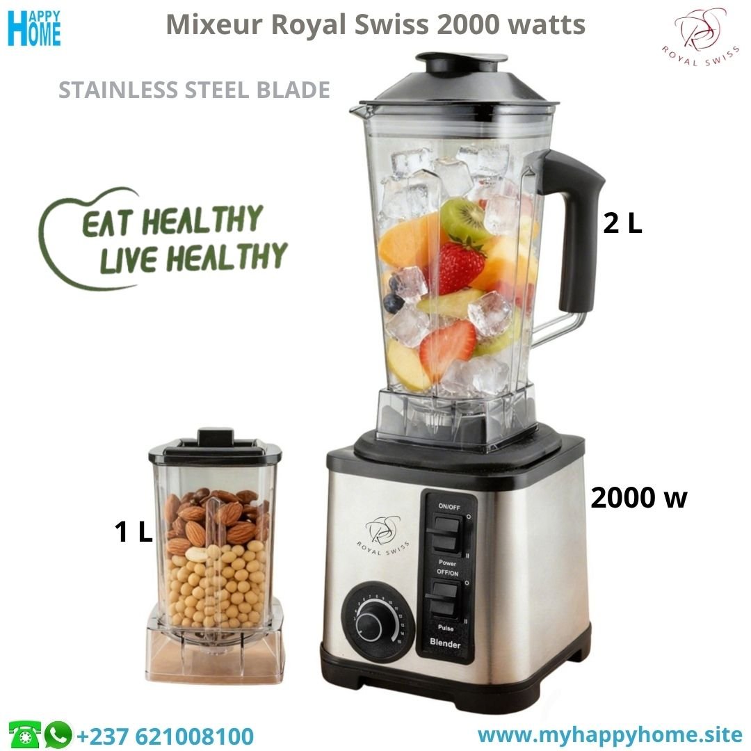 Mixeur ROYAL SWISS - 2000 watts - 2 bols - conforme aux normes européennes
